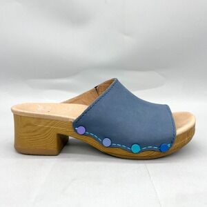 Dansko Womens 37 6.5 Giana Mules Clogs Sandals Blue‎ Leather Heel Comfort Shoes